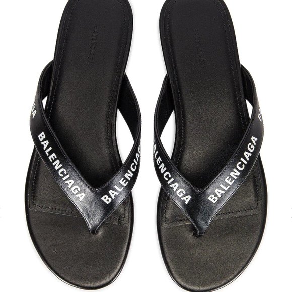 Balenciaga Shoes - BALENCIAGA ROUND FLIP FLOP SANDALS BLACK & WHITE